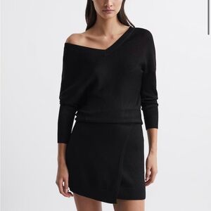 Black Off-Shoulder Knit Dress